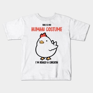 Cute Chicken Halloween T-Shirt | This is My Human Costume | Quirky Farm Animal Lovers Shirt | Chicken Lady Gift Idea Kids T-Shirt